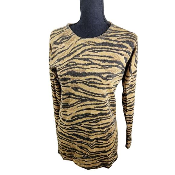 Objects Gold Vintage Leopard Print Sweater Top Womens size S Gold - Picture 3 of 10
